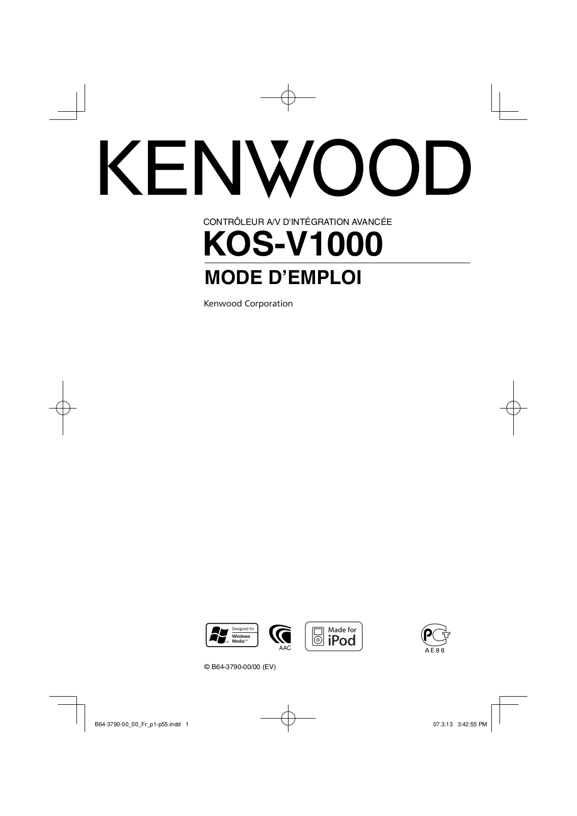 Kenwood KOS-V1000 User Manual