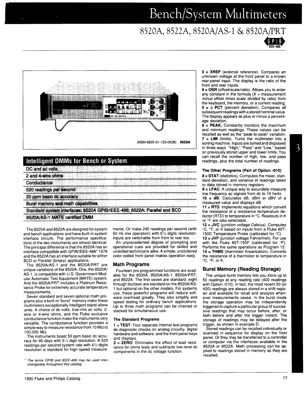 Fluke 8520A/PRT, 8520AS-1, 8522A, 8520A User Manual