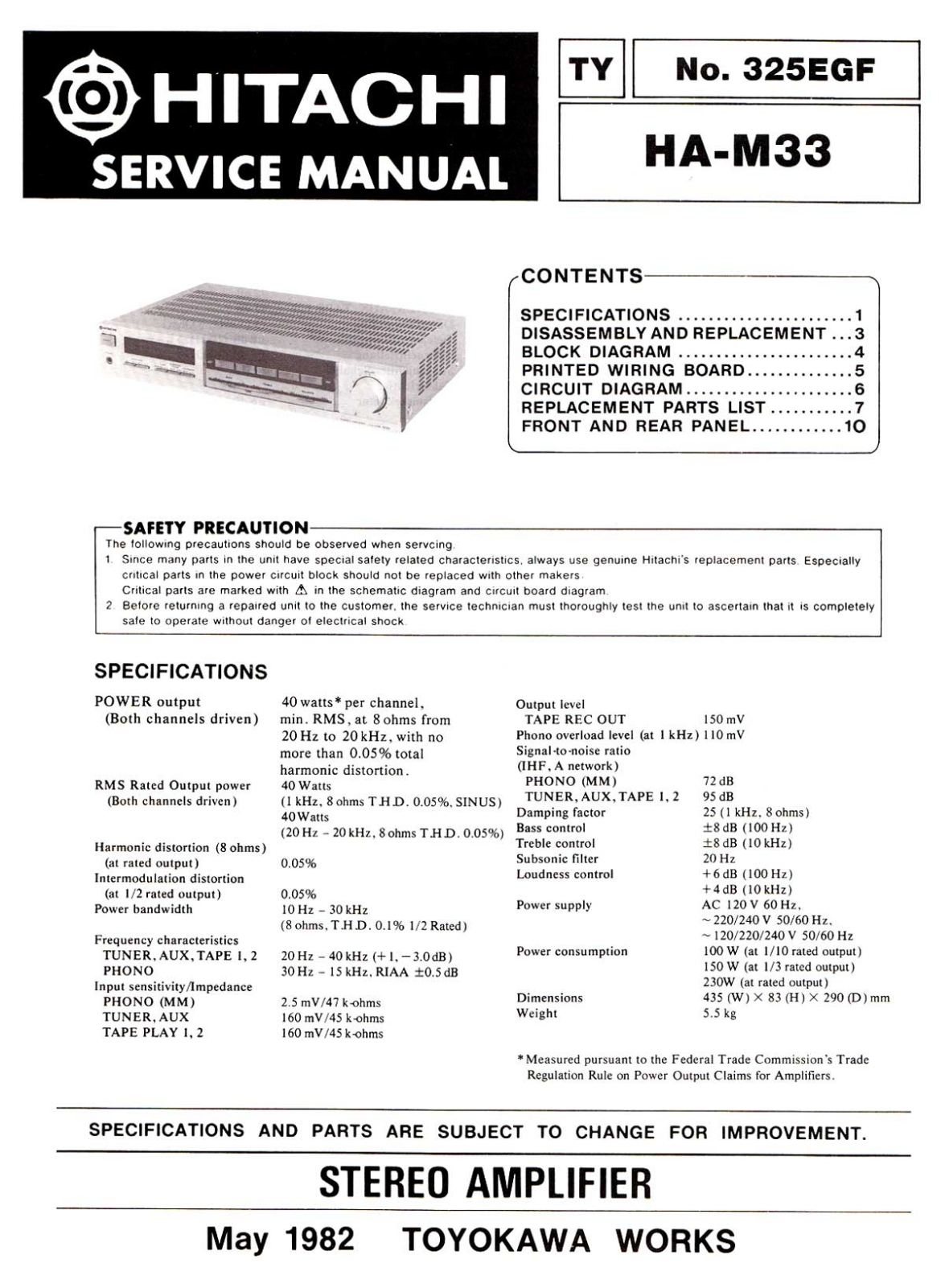 Hitachi HAM-33 Service manual