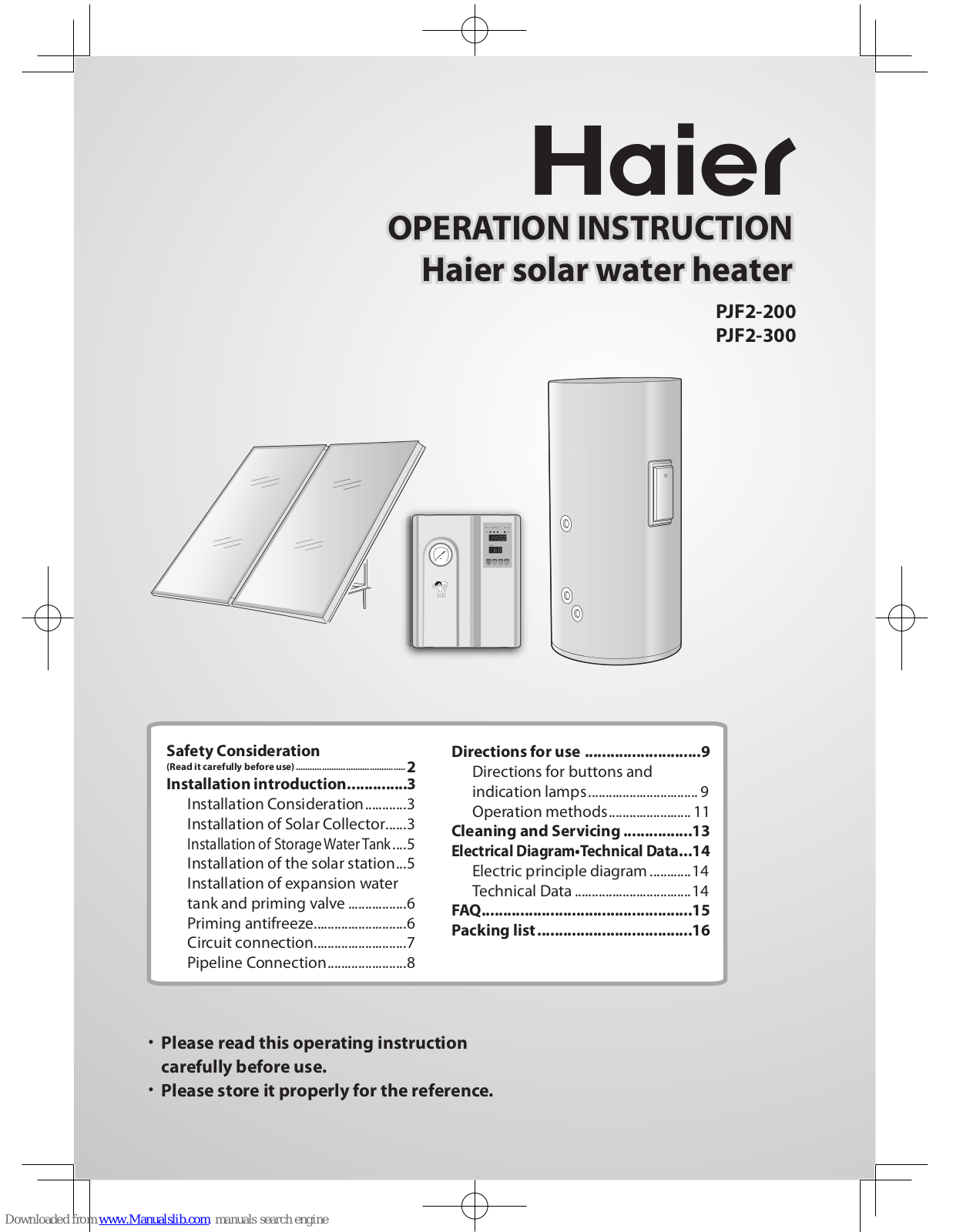 Haier PJF2-200, PJF2-300 Operating Instruction