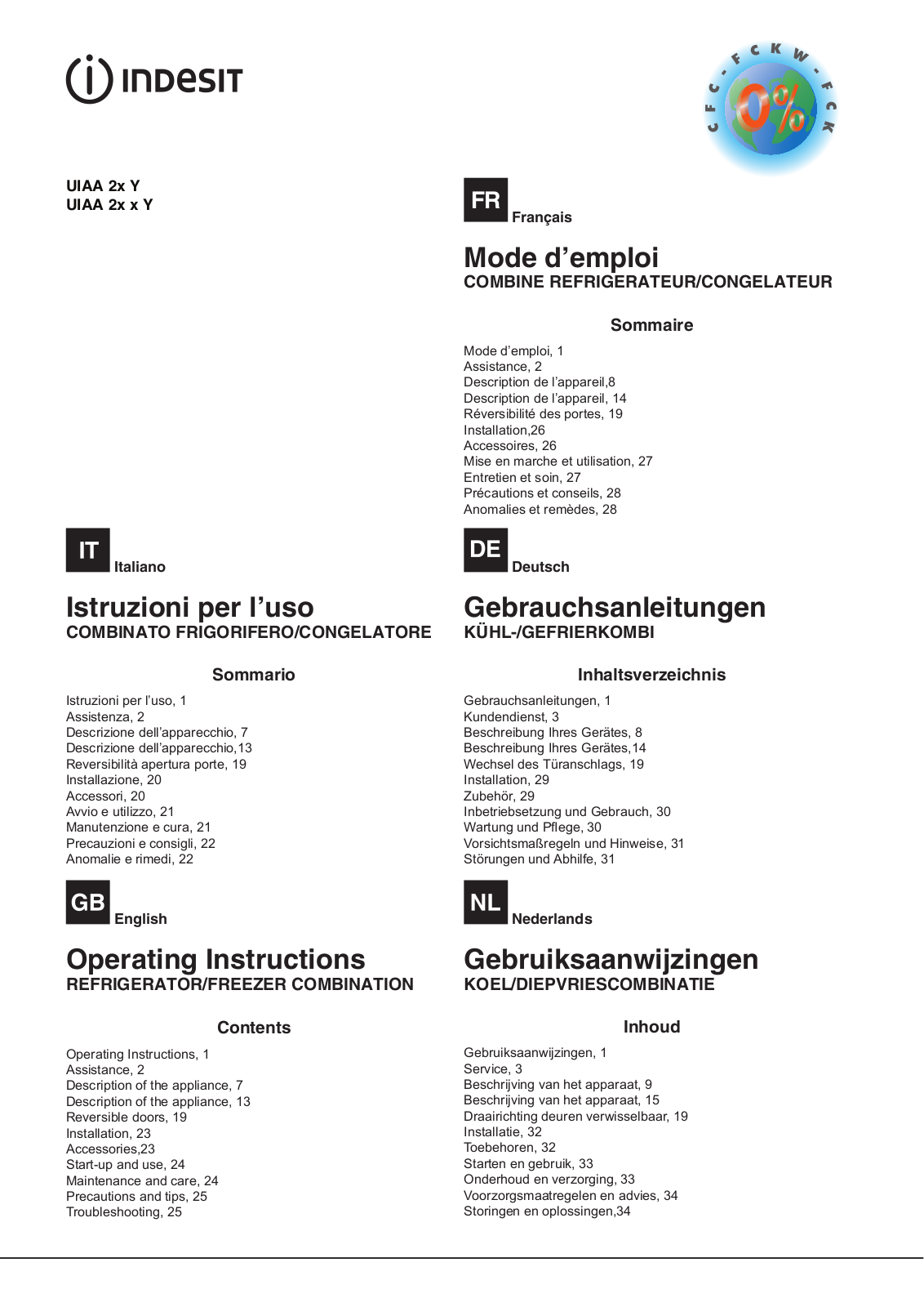 Indesit UIAA-22-Y User Manual