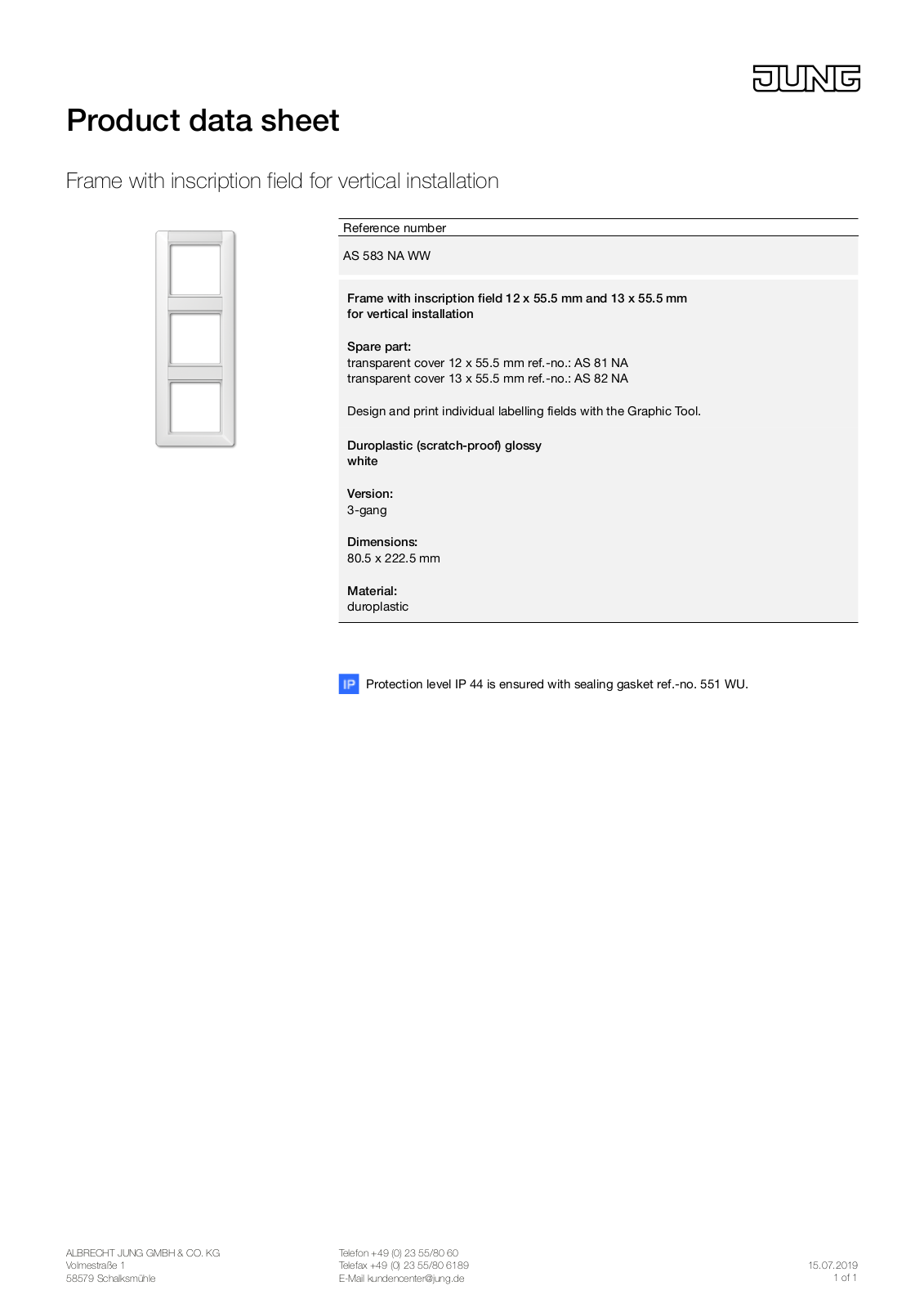 Jung AS 583 NA WW User Manual