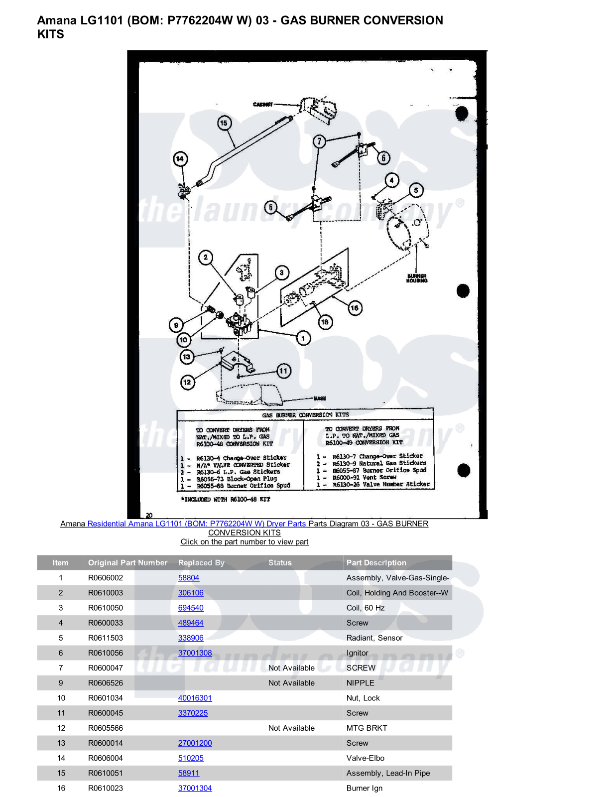 Amana LG1101 Parts Diagram