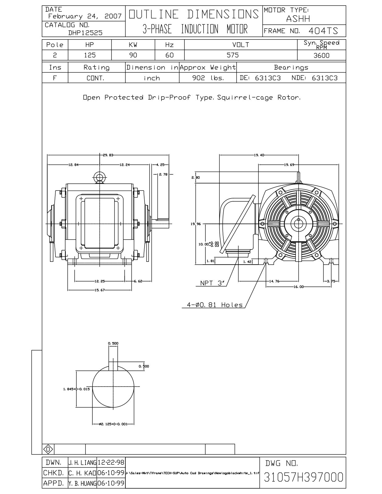 Teco DHP12525 Reference Drawing