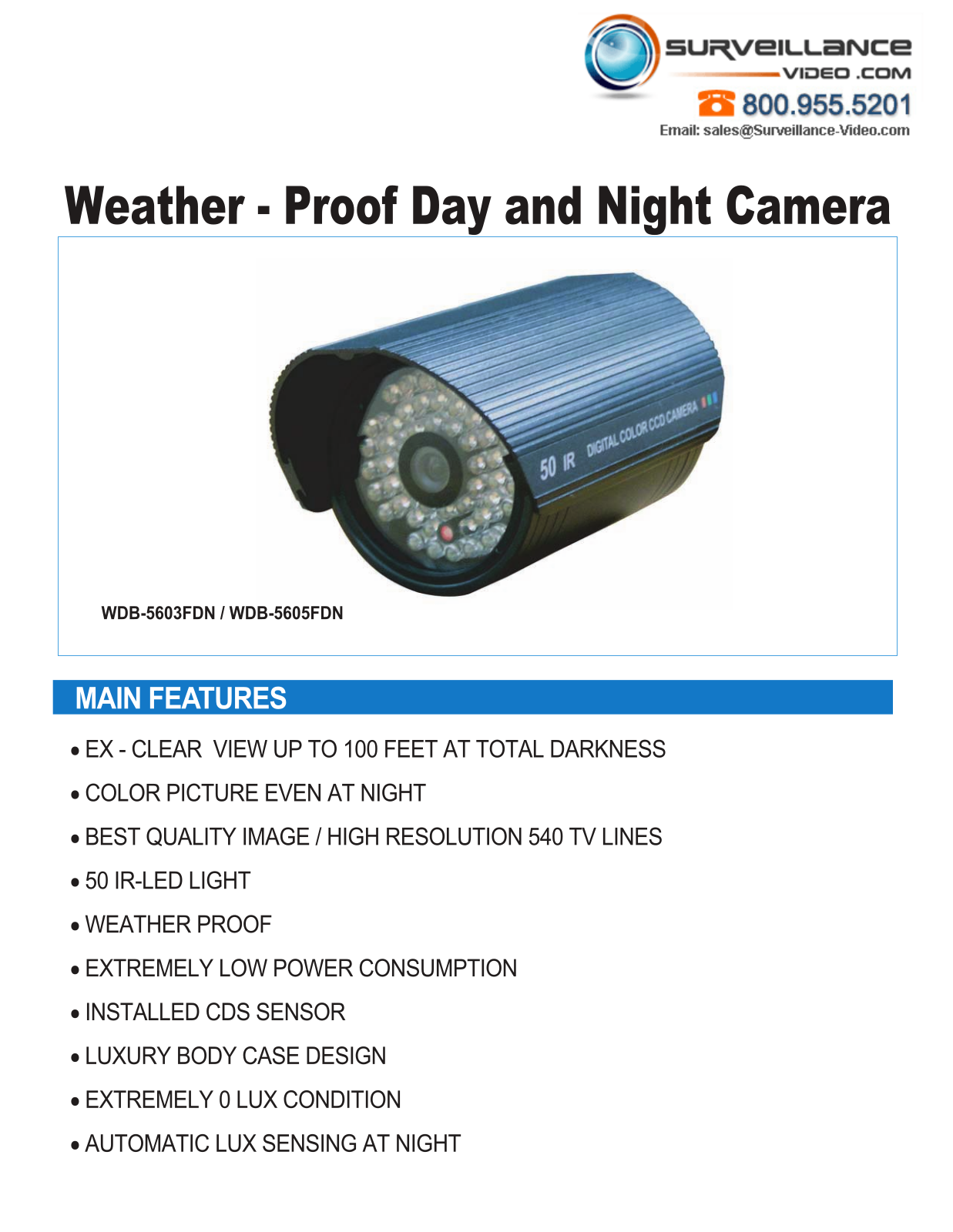 Weldex WDB-5605FDN Specsheet