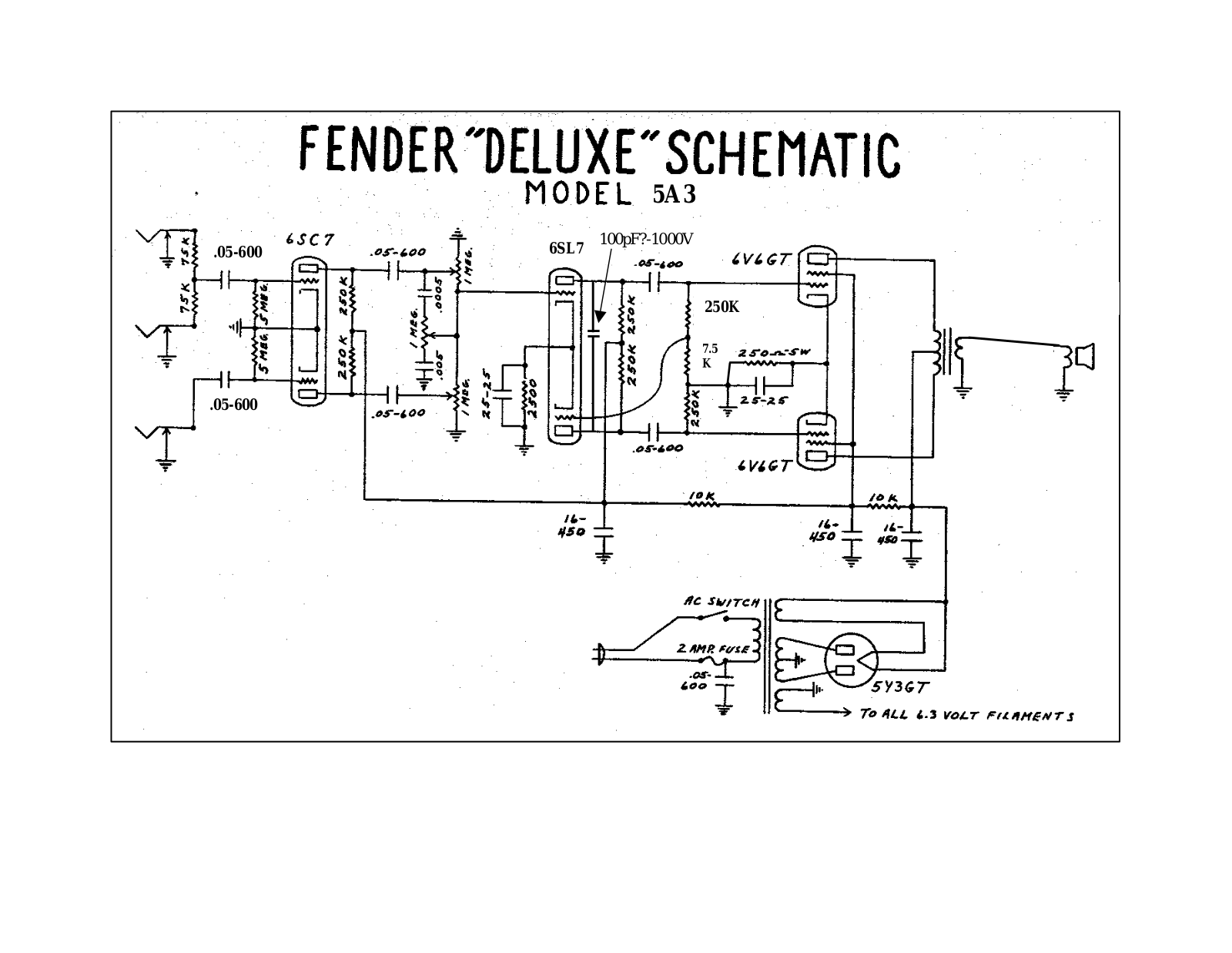 Fender Deluxe-5A3 Schematic