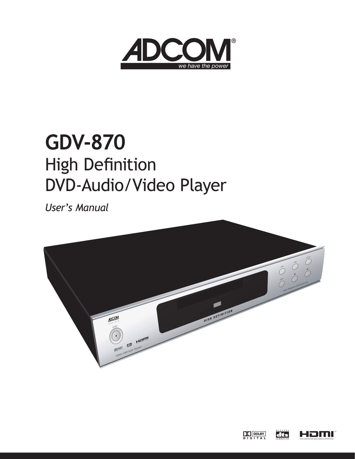 Adcom GDV-870 User Manual