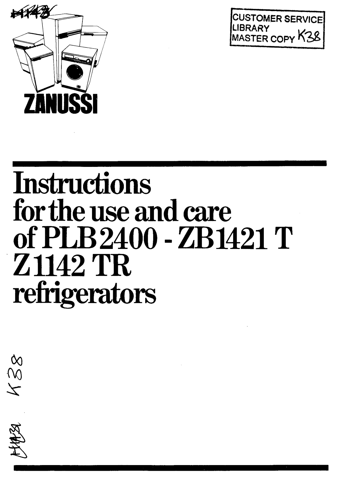 Zanussi PLB2400 User Manual