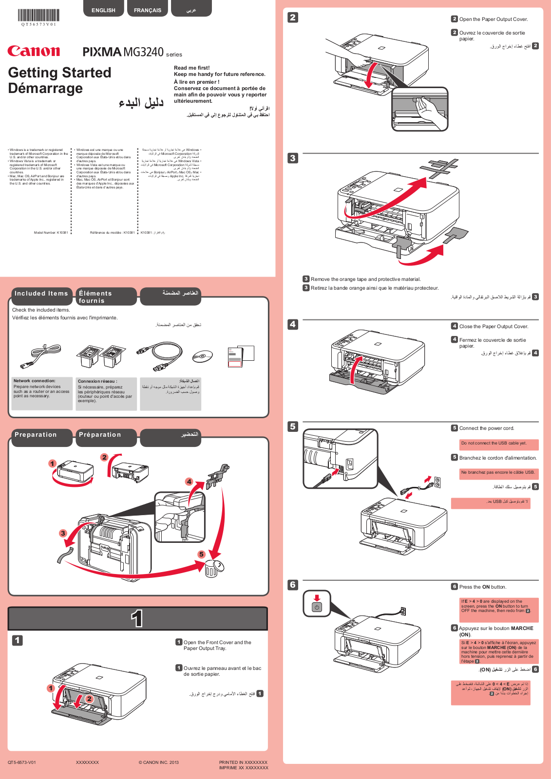 Canon PIXMA MG3240 Series Getting Started