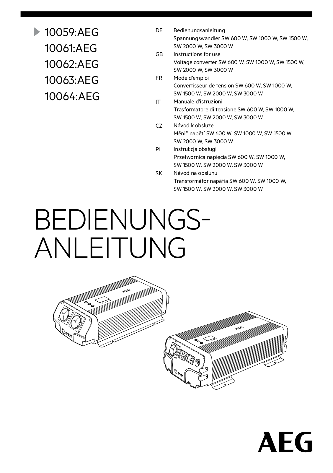 AEG 10059, 10061, 10062, 10063, 10064 User Manual