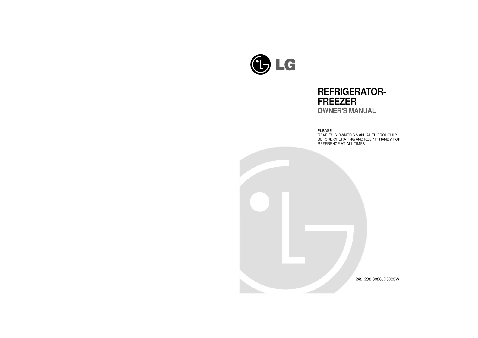 LG RE3031N, GR-282R, GR-282SF, ZGV248-2CF, GR-222MF User Manual