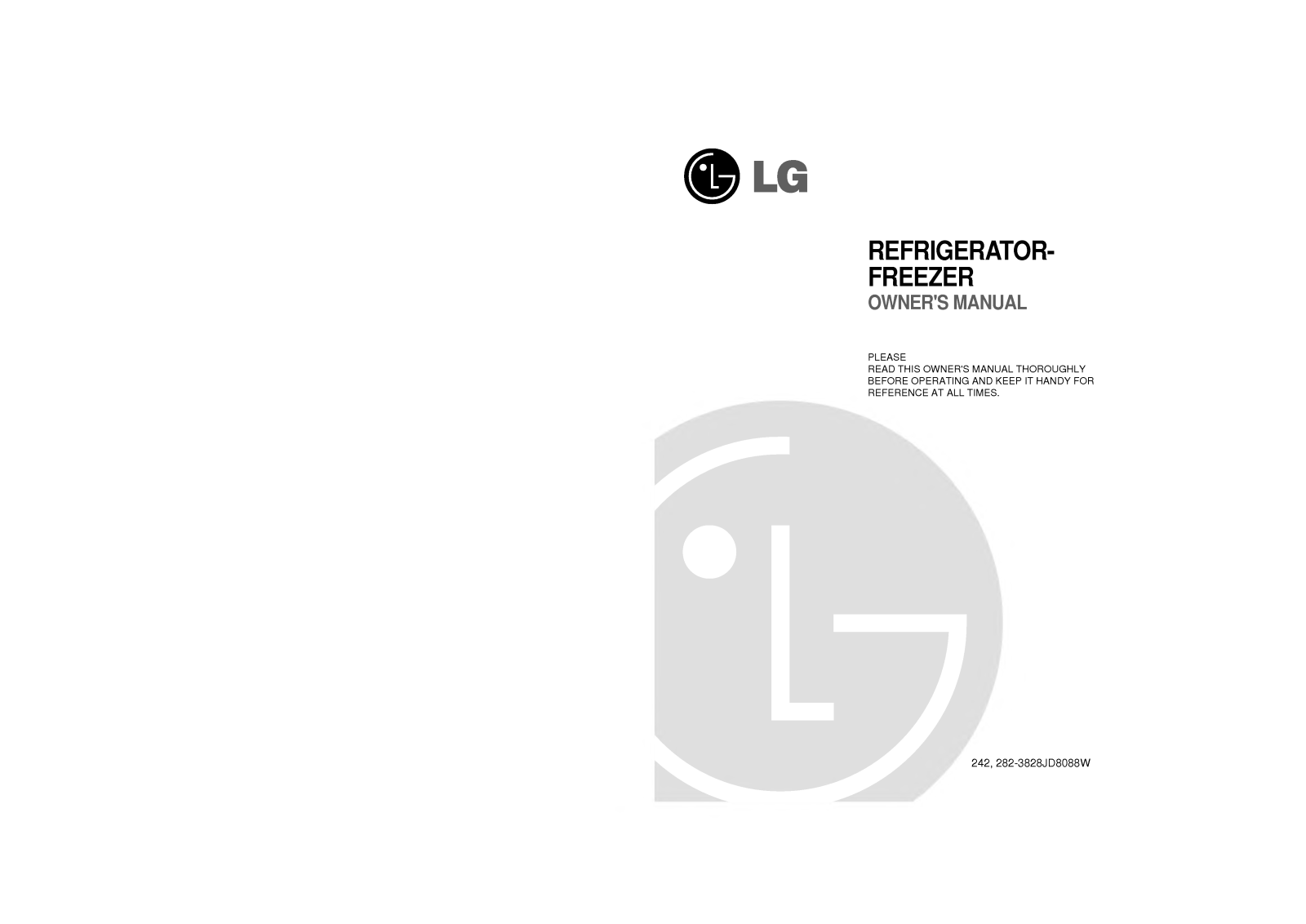 LG RE3031N, GR-282R, GR-282SF, ZGV248-2CF, GR-222MF Manual