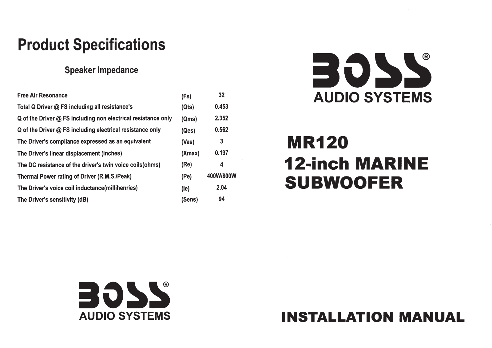 Boss MR120 User Manual