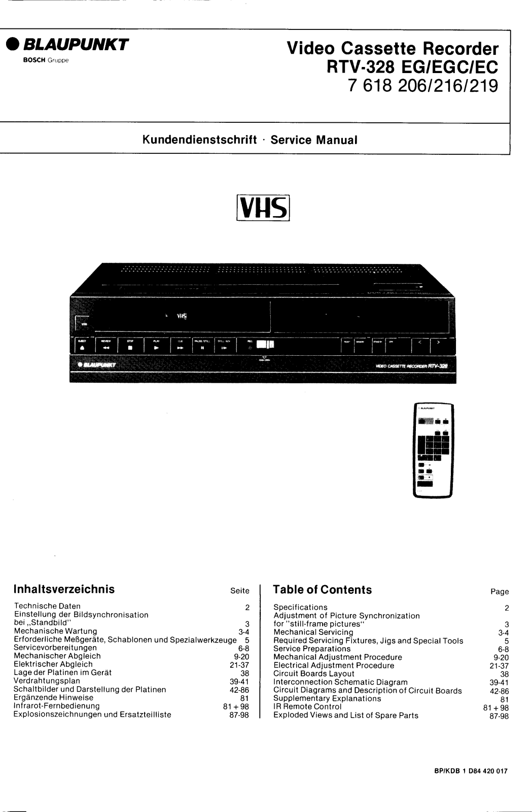 Blaupunkt RTV-328-EG-EGC-EC-SM Schematic