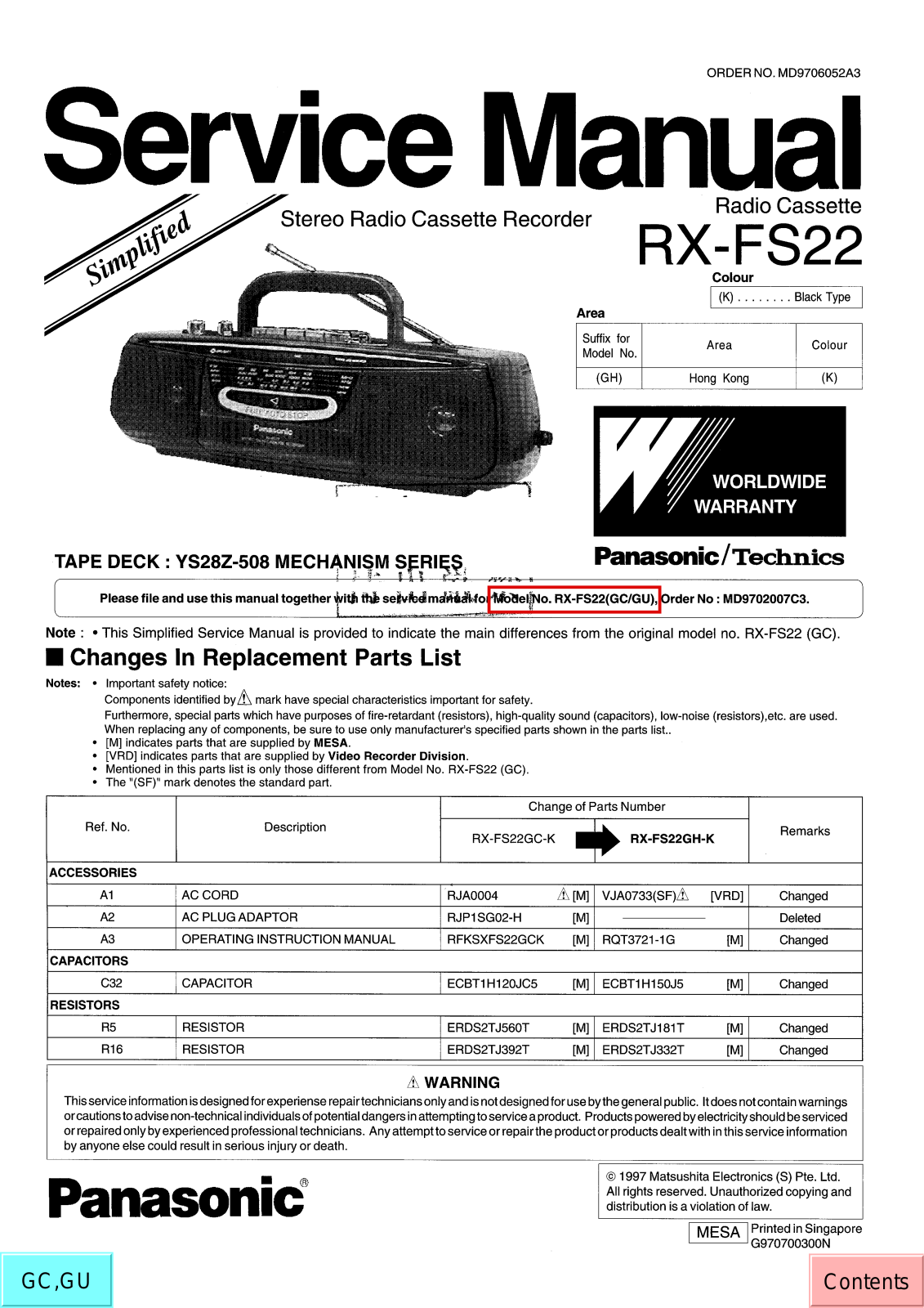 JVC RX FS22 GH Service Manual