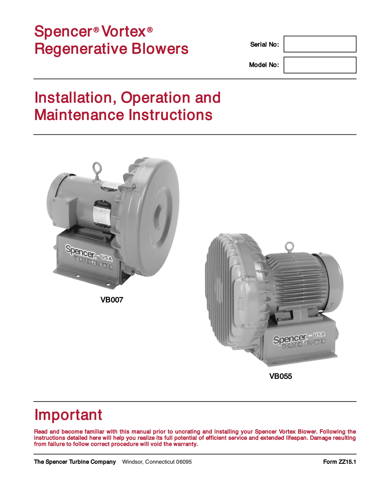 Spencer VB055 User Manual - ManualMachine.com