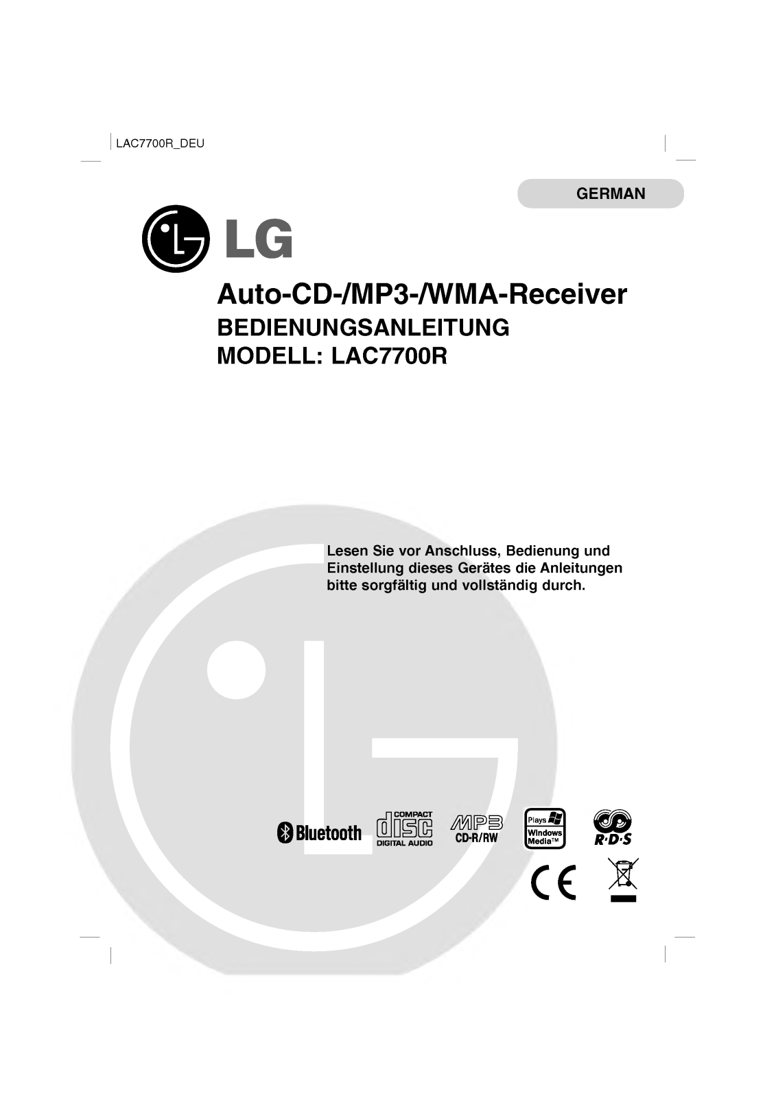 Lg LAC7700R User Manual