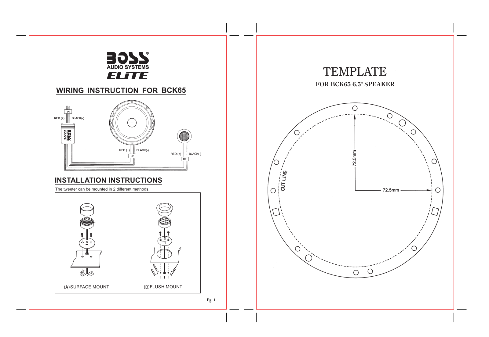 BOSS BCK65 Wiring Diagram