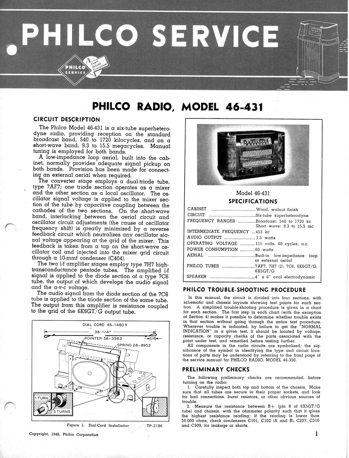 Philco 46.431 Service manual