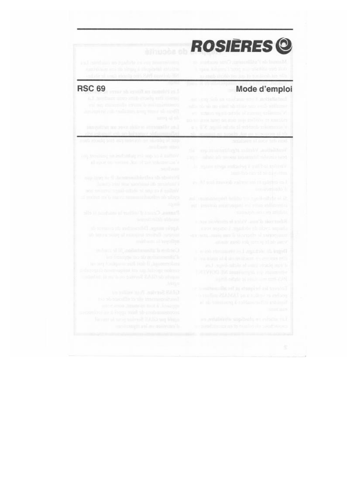 Rosieres RSC 69 User Manual