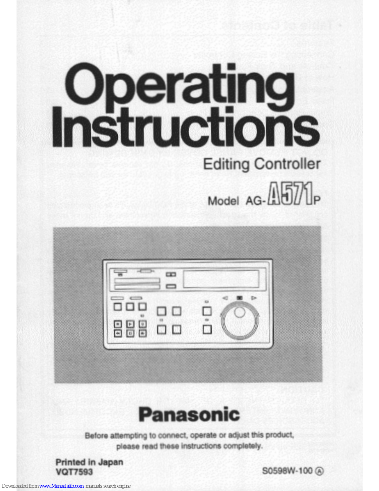 Panasonic AG-A571, AG-A571p User Manual