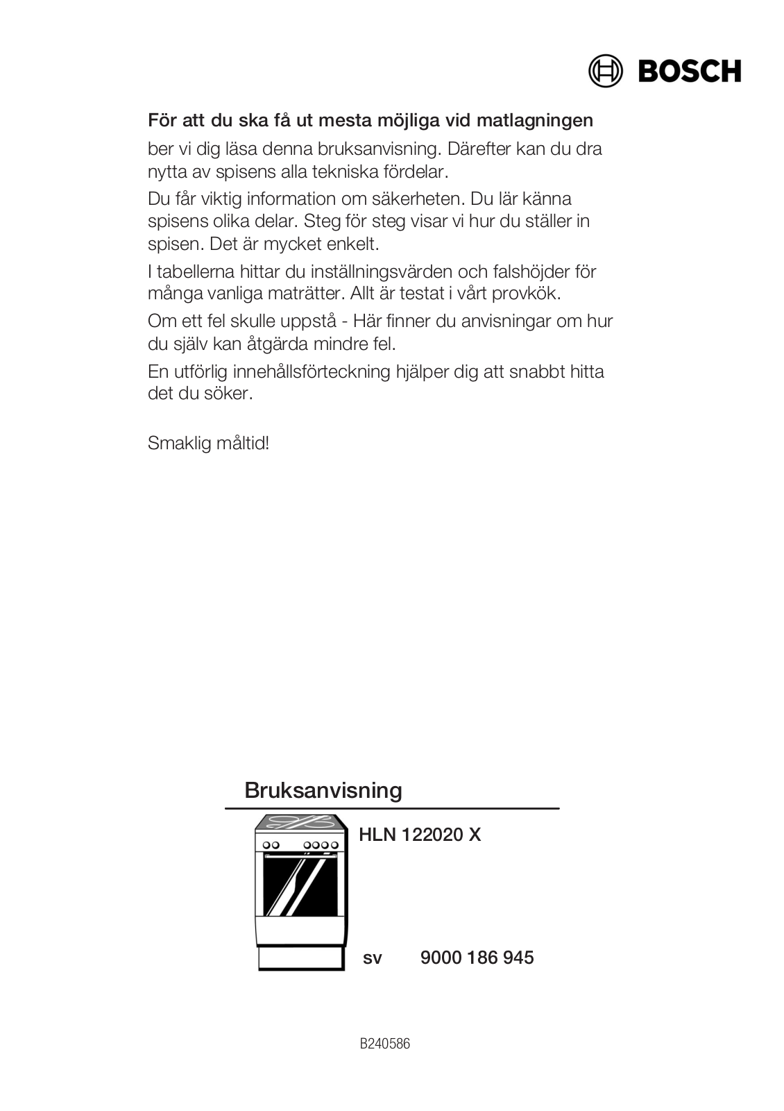 Bosch HLN122020X User Manual