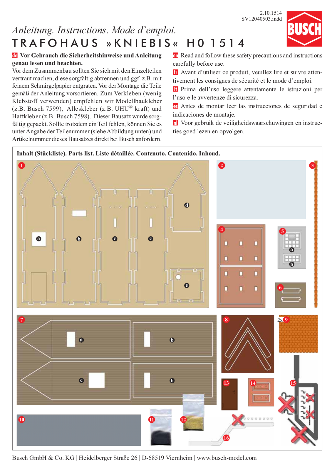 Busch 1514 Instructions - ManualMachine.com