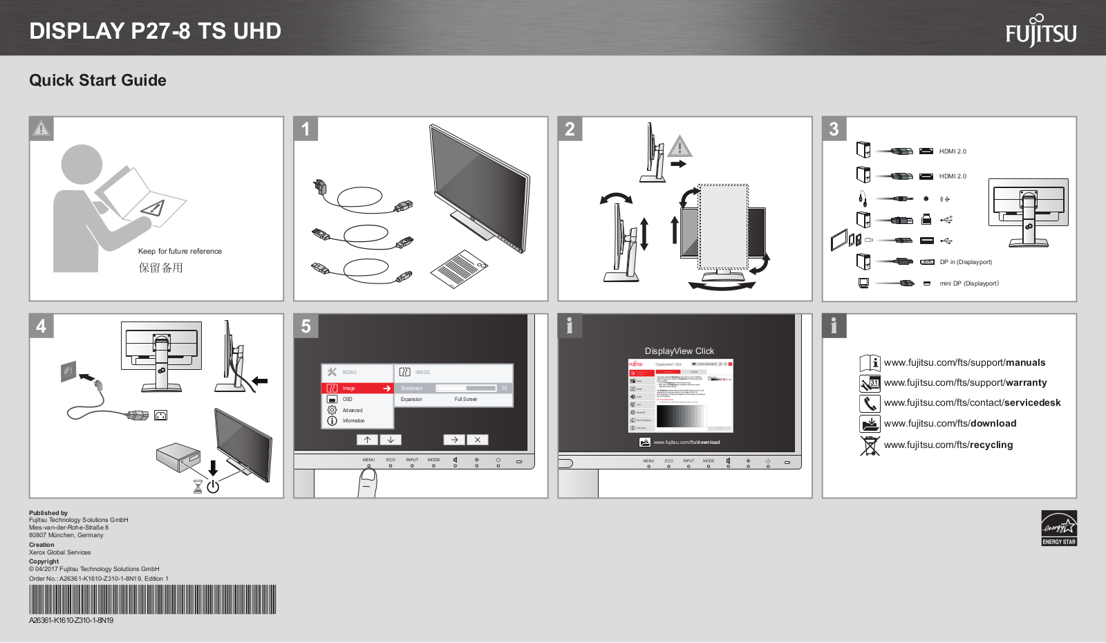 Fujitsu P27-8 TS UHD LED operation manual