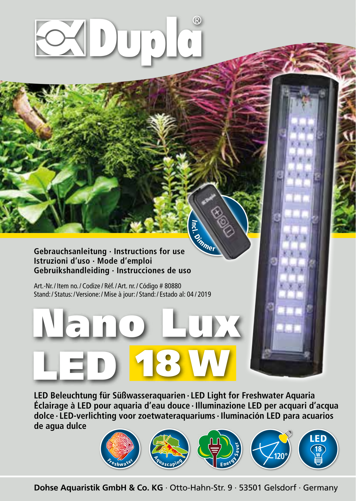 Dupla Nano Lux LED 18W Instructions For Use Manual