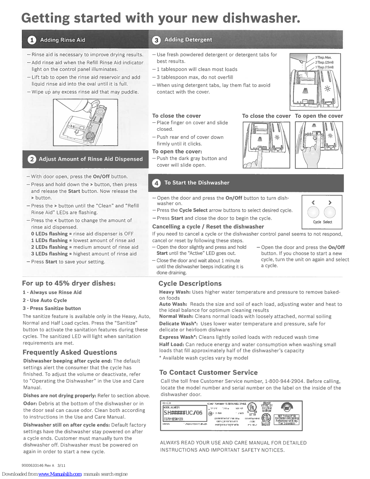 Bosch SHX2ARx5UC*, SHX3ARx5UC, SHX3ARx7UC Use And Care Manual