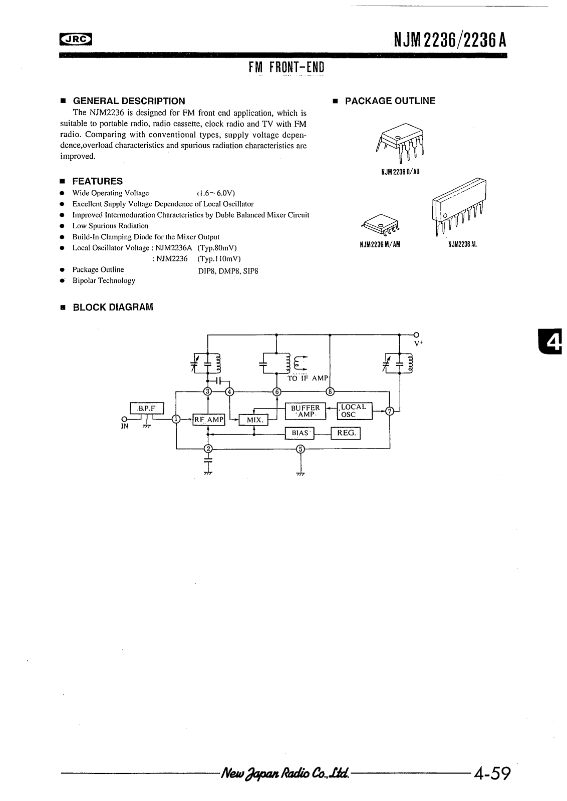 JRC NJM2236M, NJM2236L, NJM2236AM, NJM2236AL, NJM2236AD Datasheet