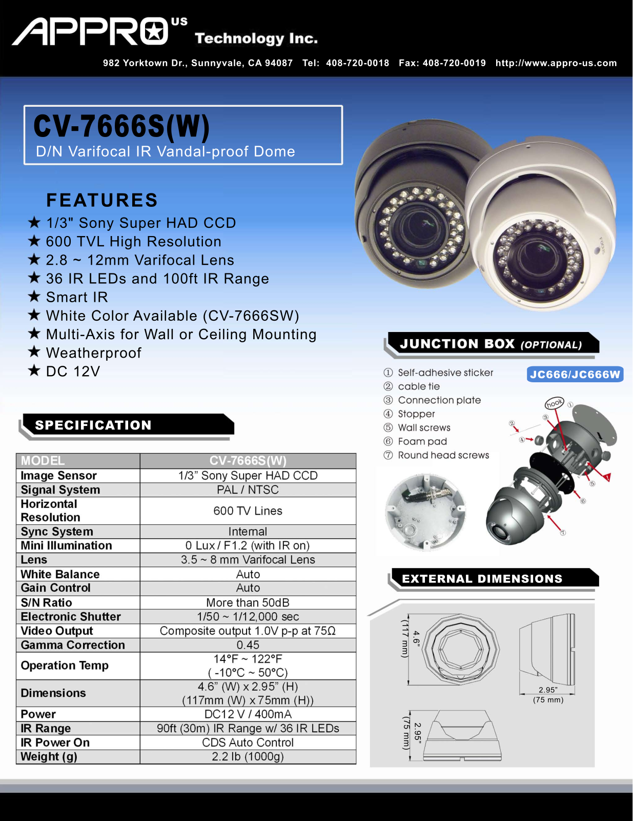 Appro CV-7666S, CV-7666SW Specsheet - ManualMachine.com