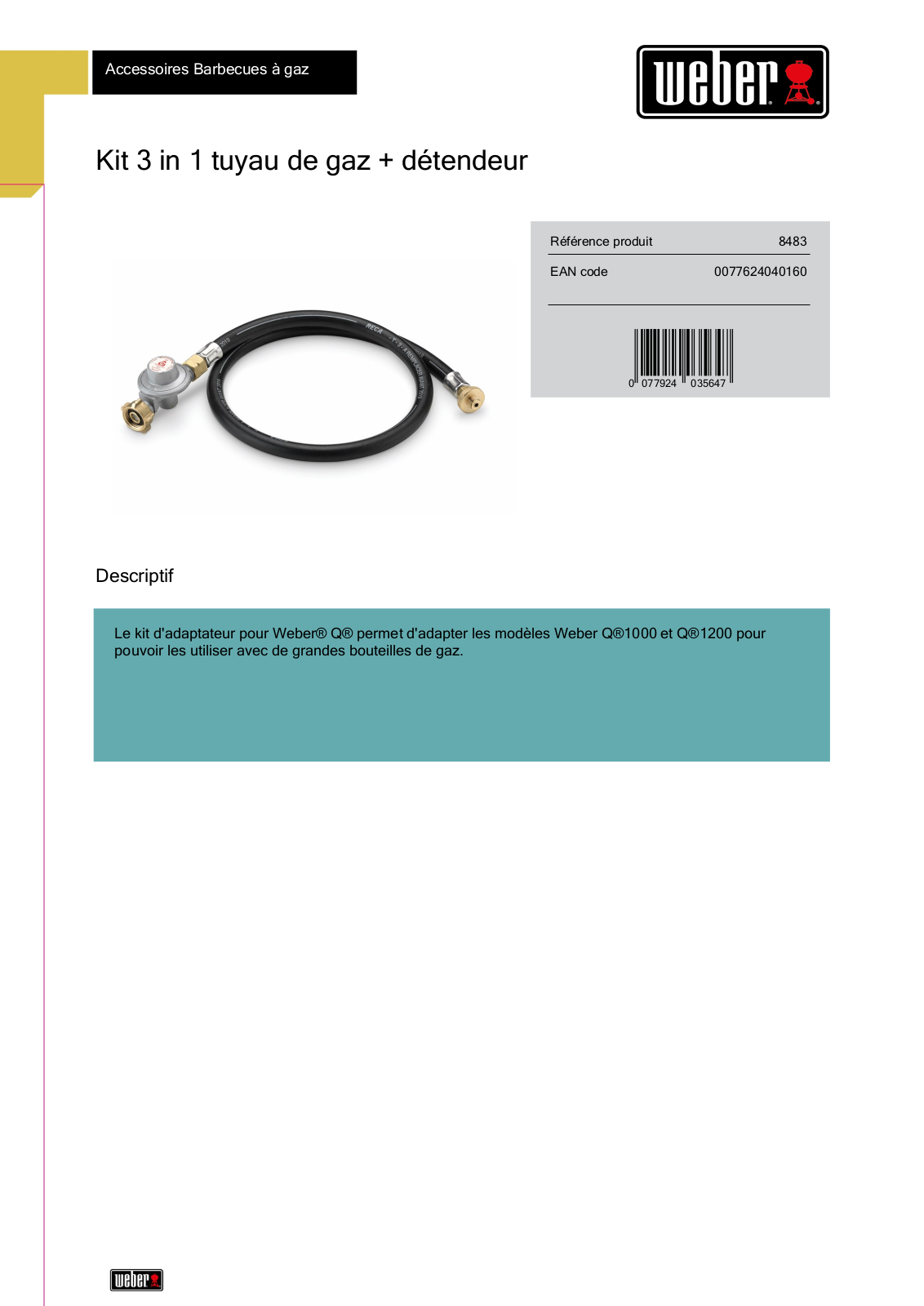 Weber 8483 product sheet