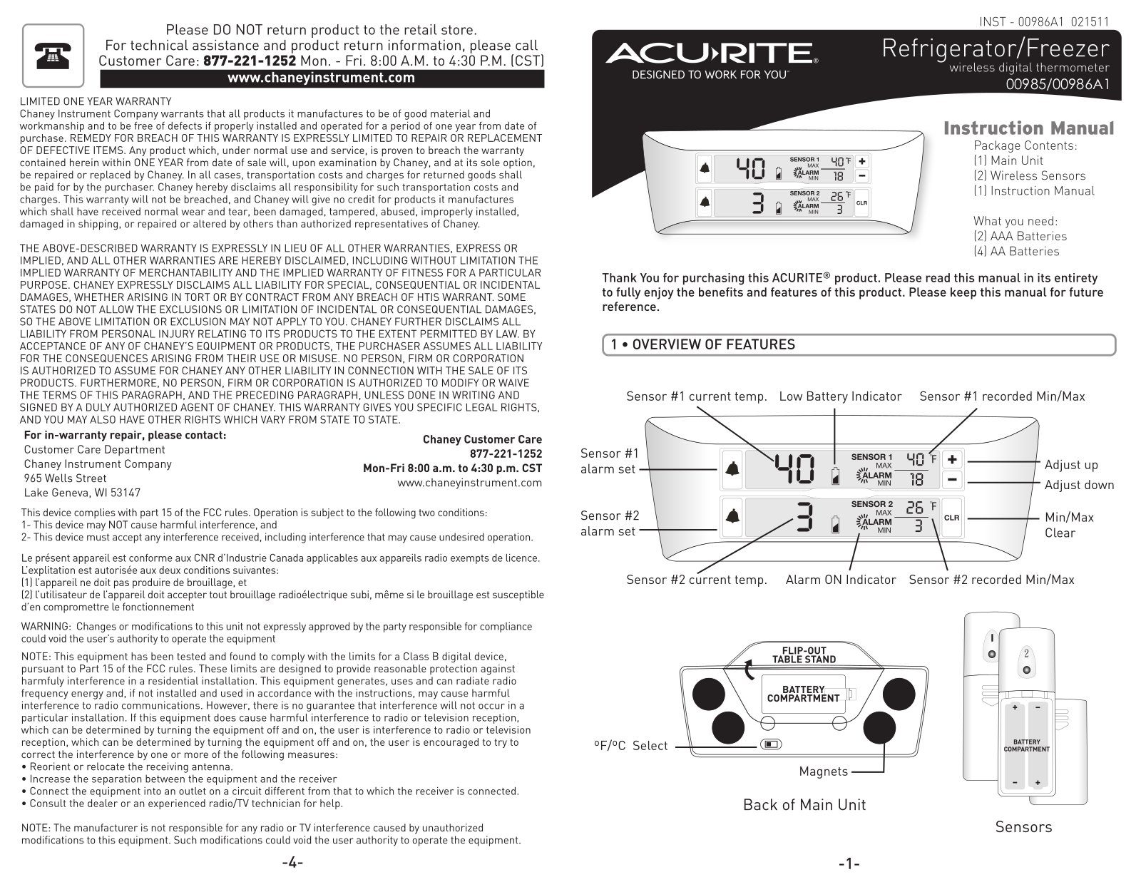 Chaney Instrument 00985TX1 Users Manual