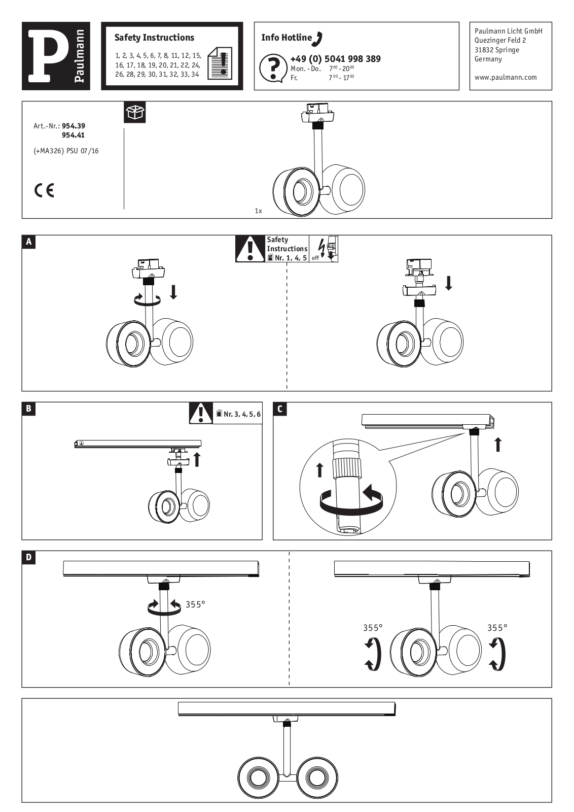 Paulmann 954.39 operation manual - ManualMachine.com