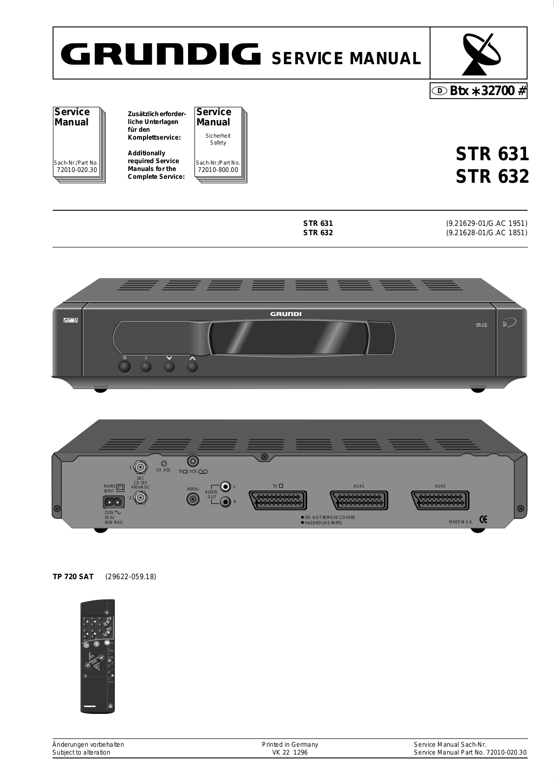 Grundig STR-632, STR-631 Service Manual