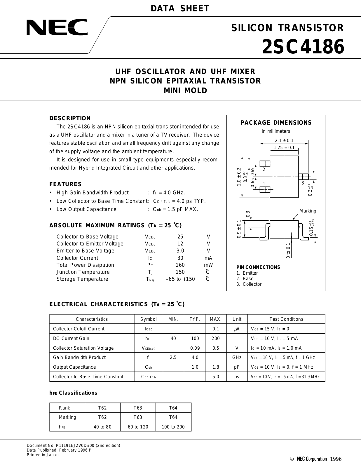 NEC 2SC4186 Datasheet