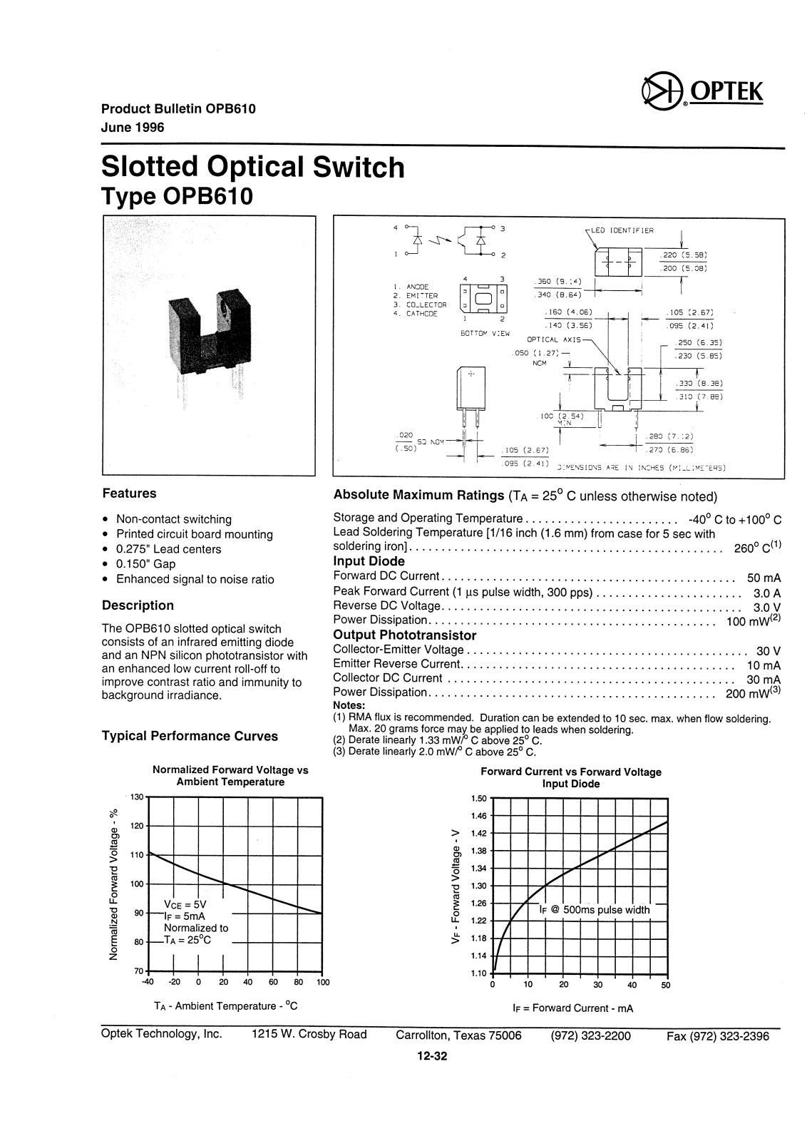 Datasheet OPB610 Datasheet (OPTEK) - ManualMachine.com