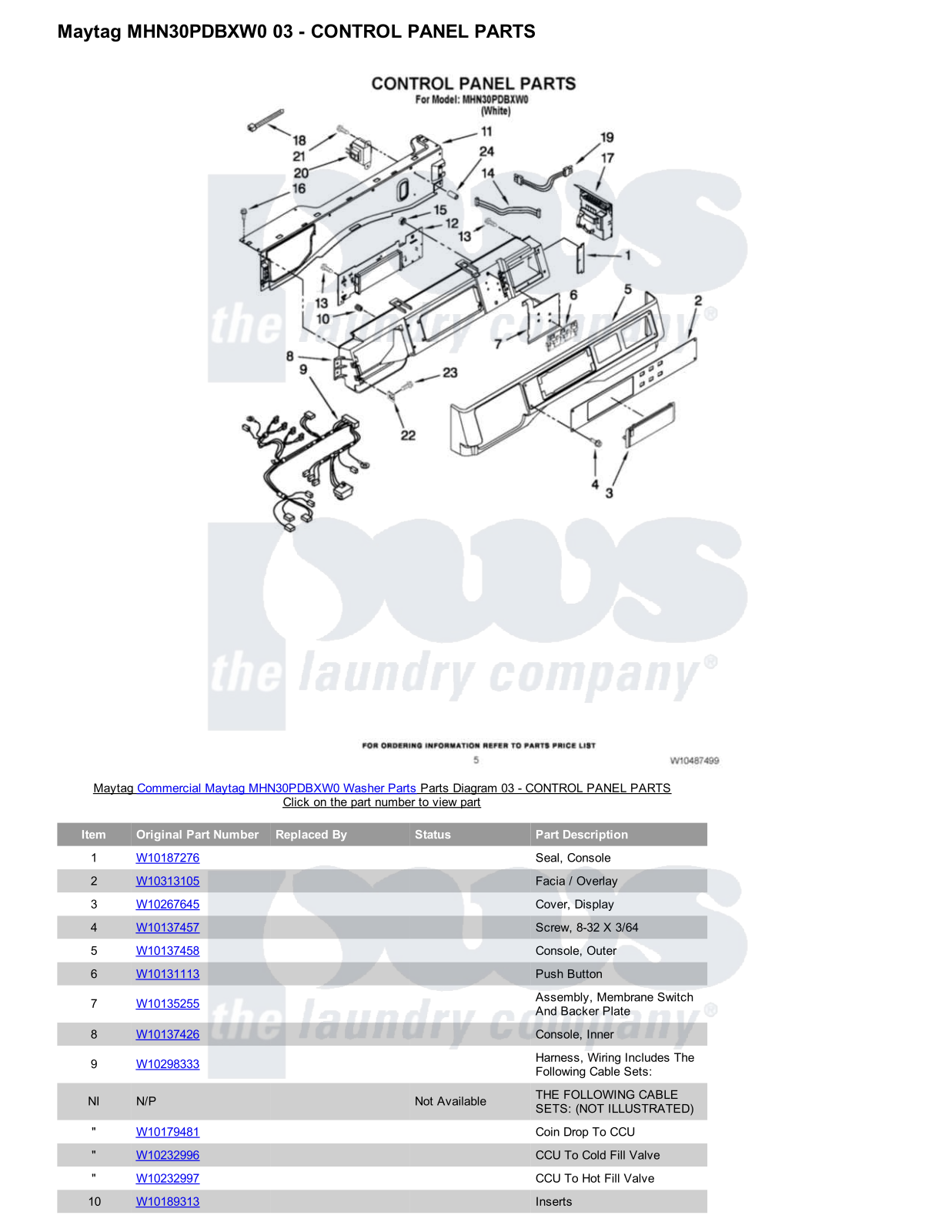 Maytag MHN30PDBXW0 Parts Diagram