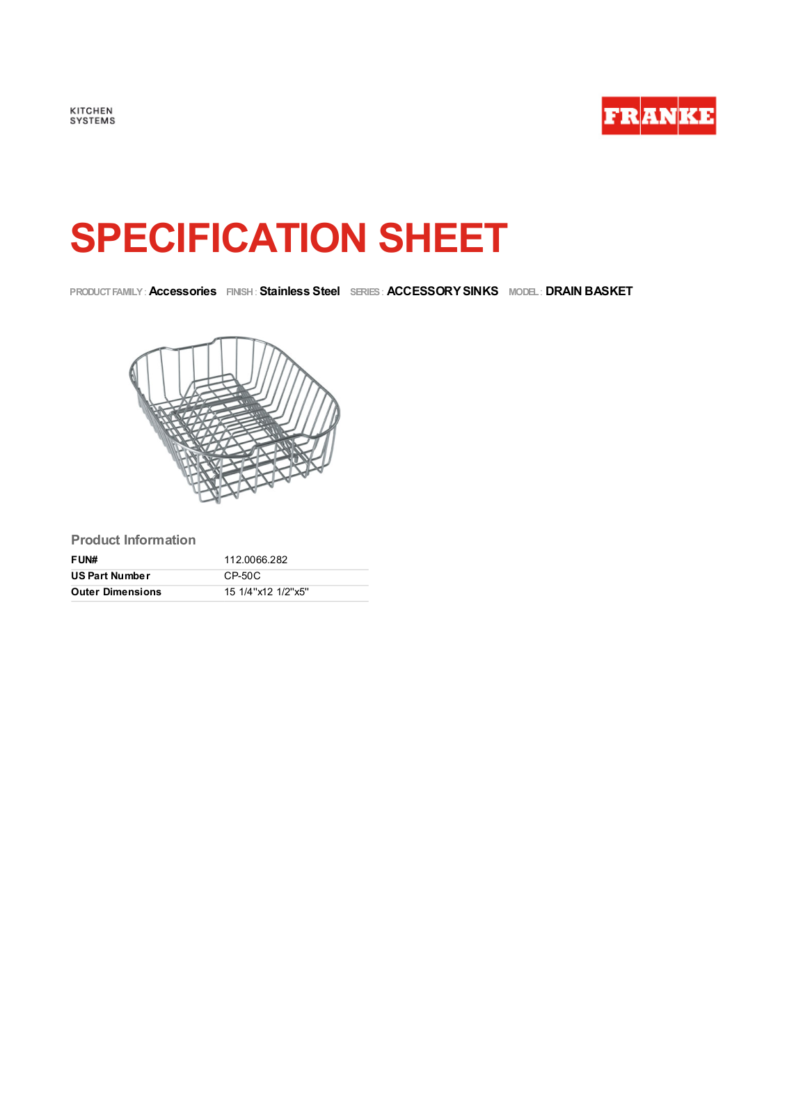 Franke FKX1052 Specifications - ManualMachine.com