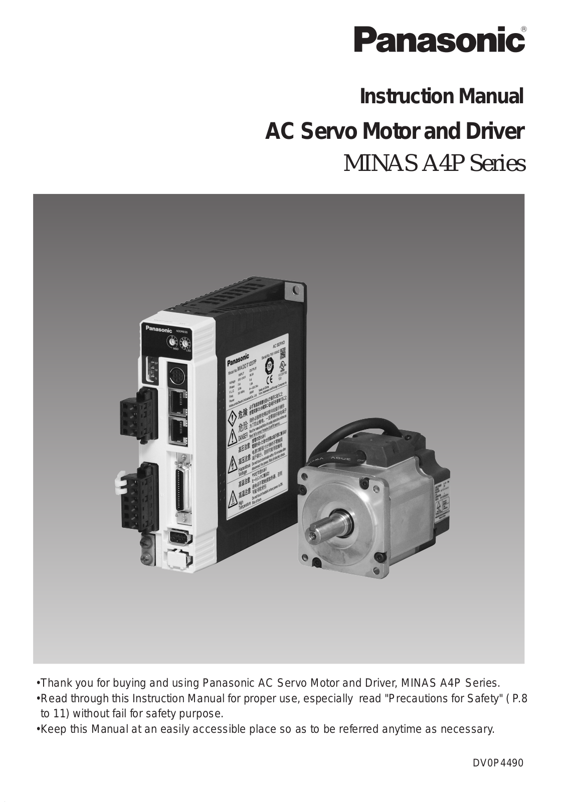 Panasonic MINAS A4P User Manual