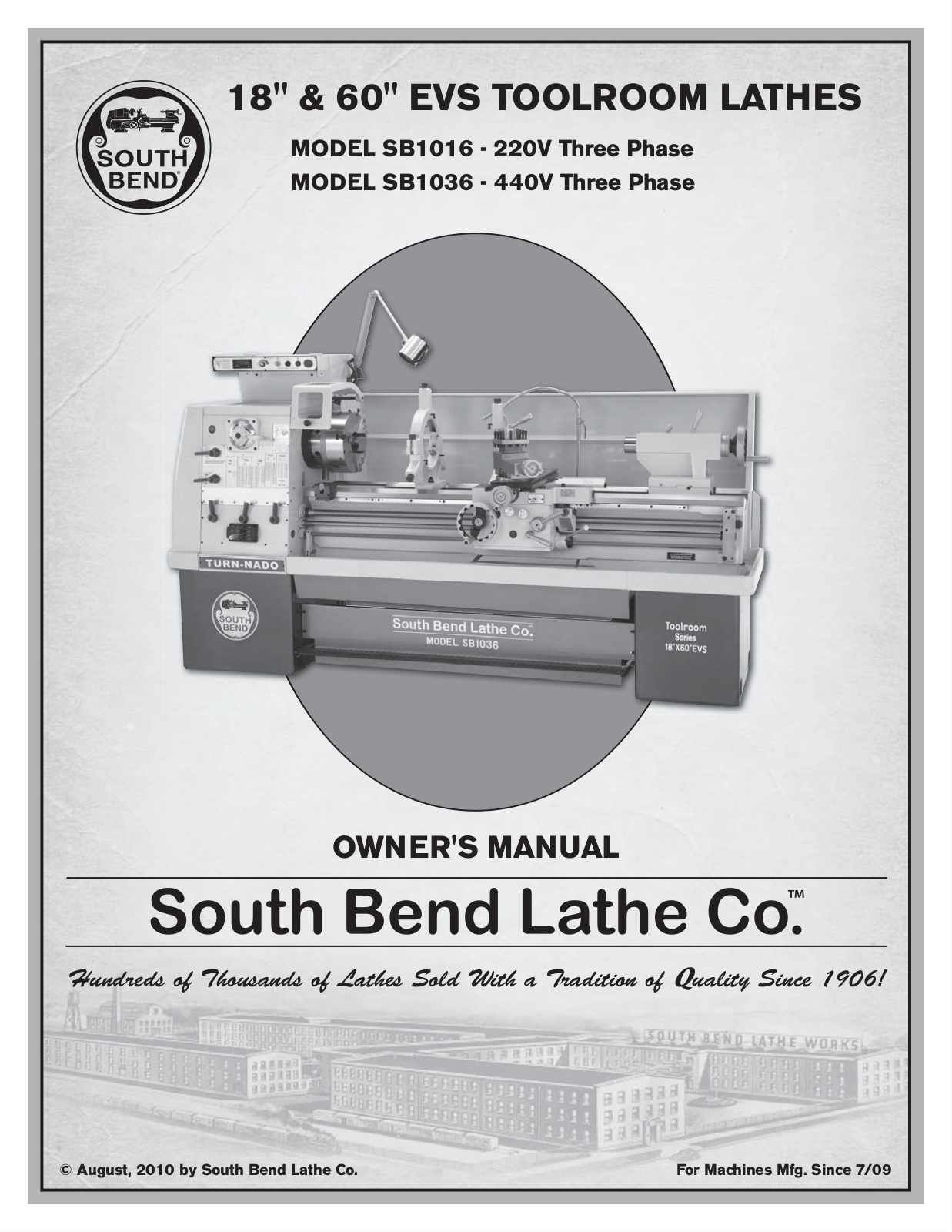 Southbend sb1016 User Manual