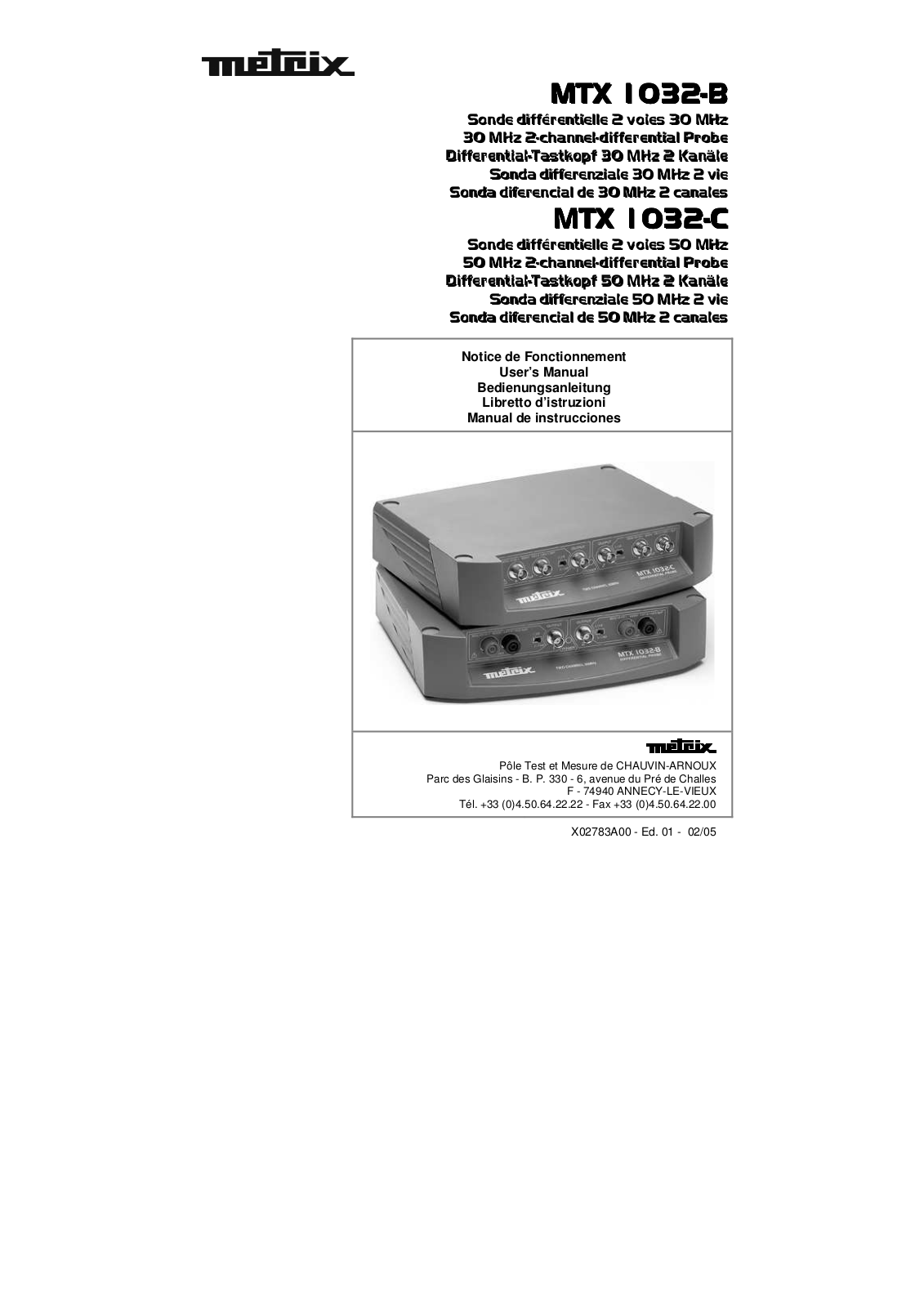 Chauvin Arnoux MTX1032-B, MTX1032-C User manual