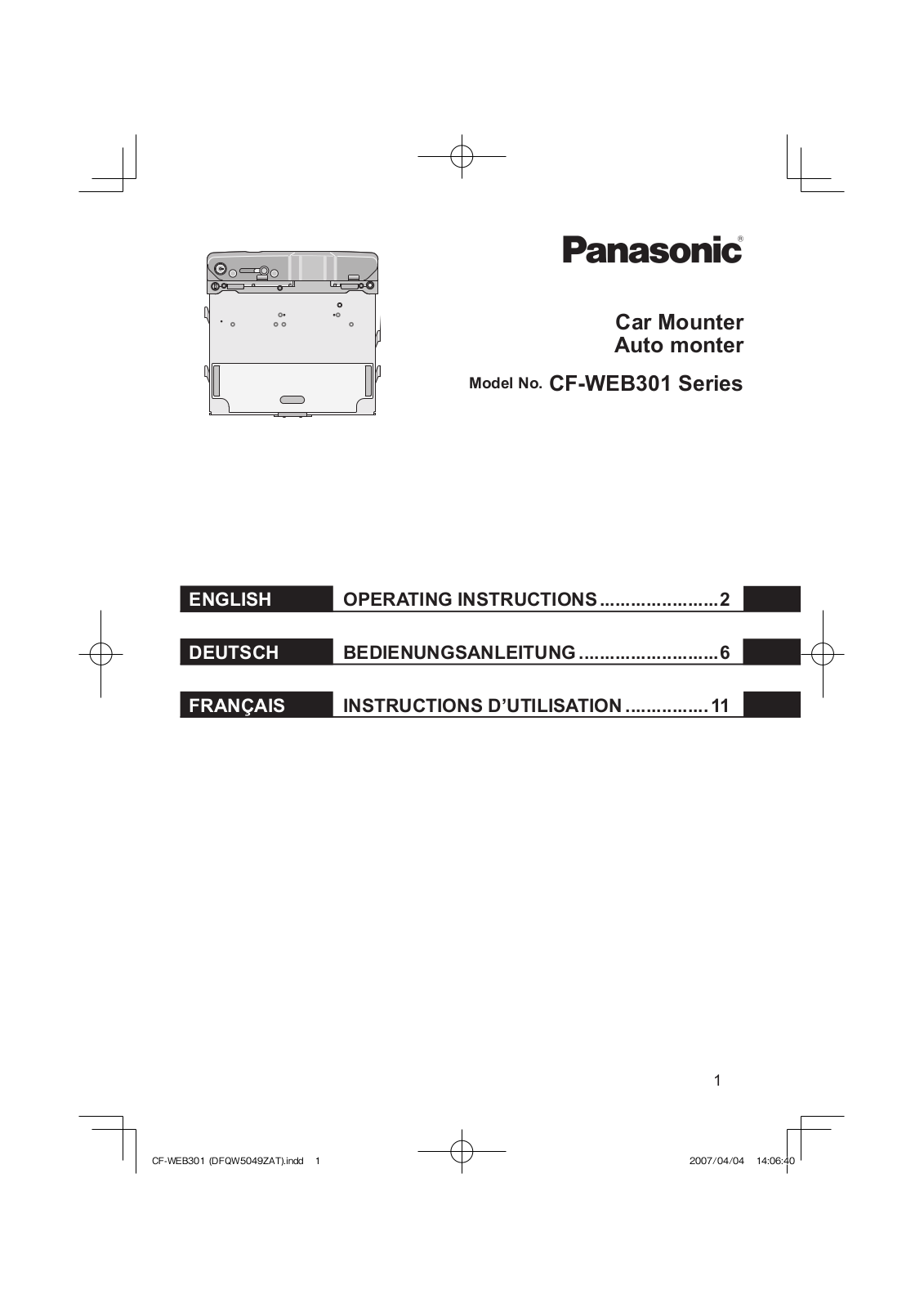 Panasonic CFWEB301C Operating Instruction