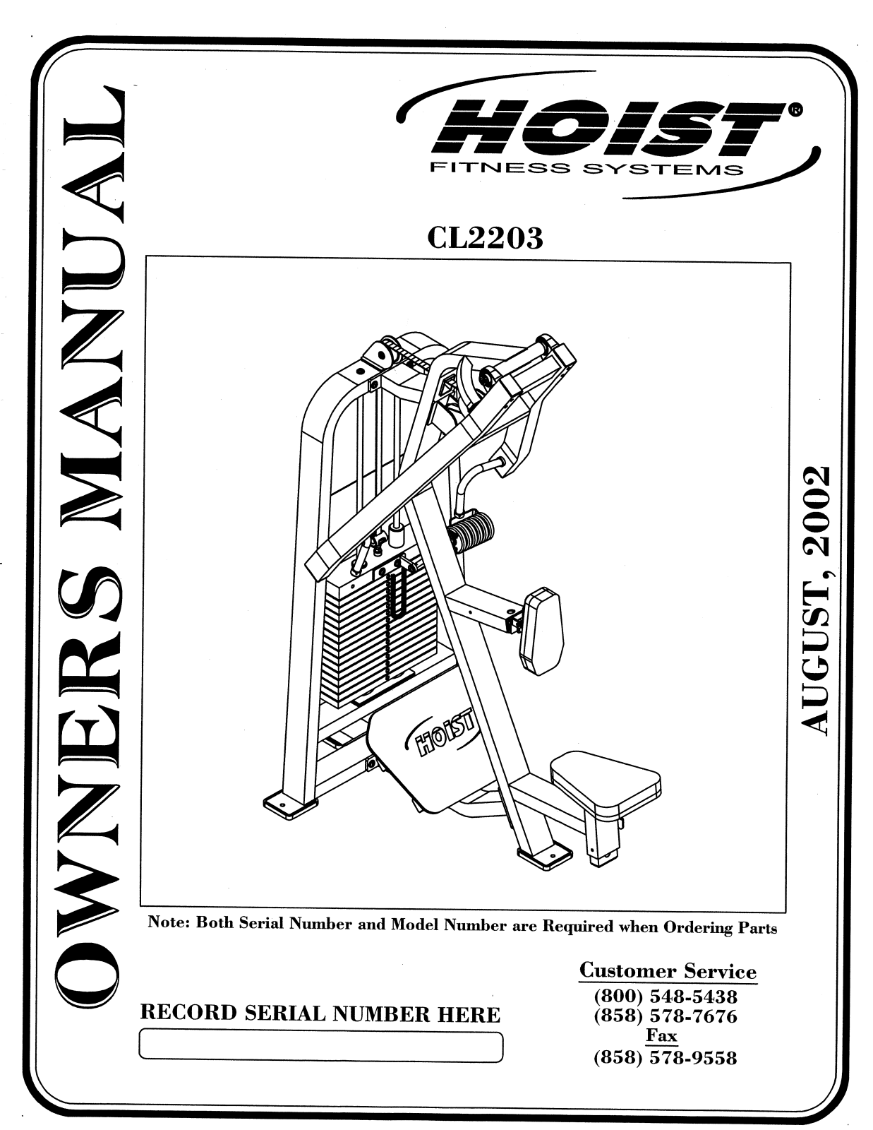 Hoist Fitness CL2203 User Manual