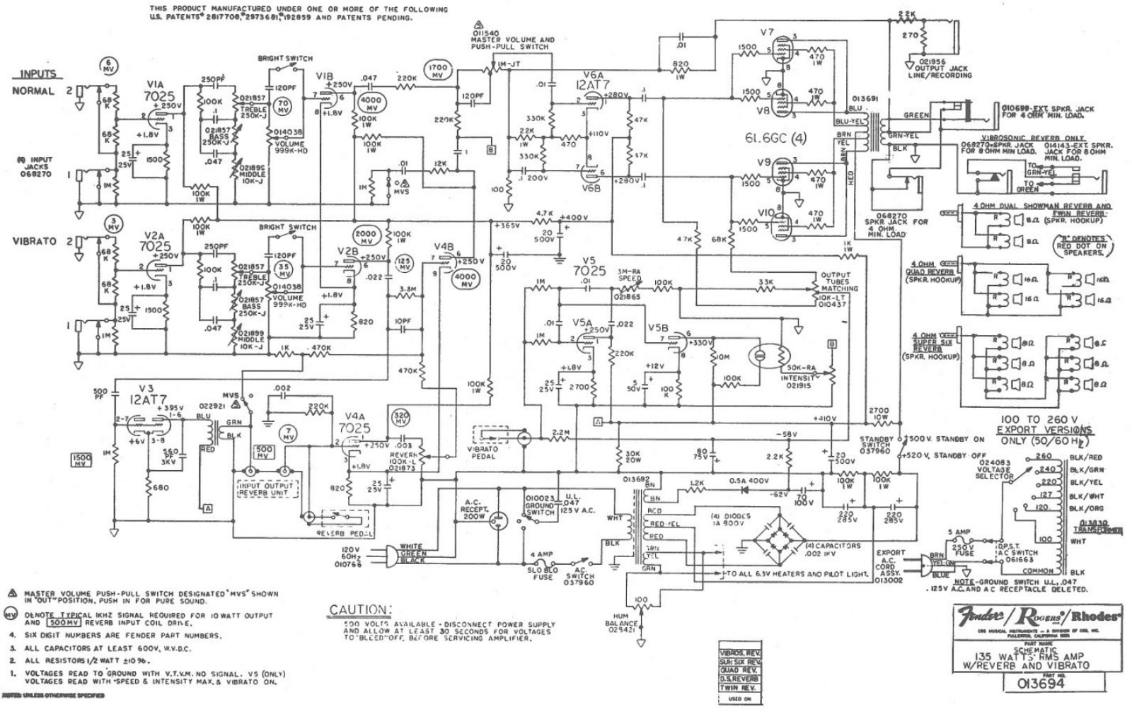 Fender Twin-SF-135 Schematic