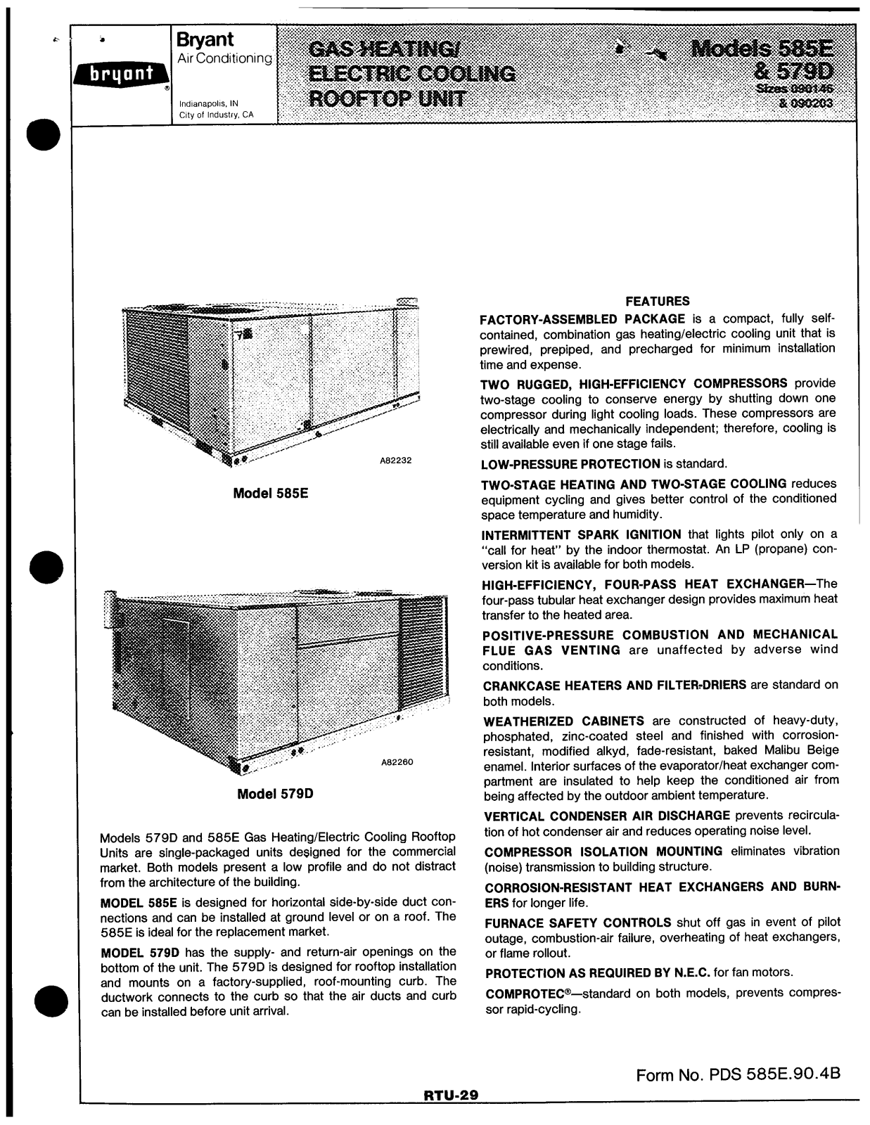 Bryant 585E, 579D User Manual