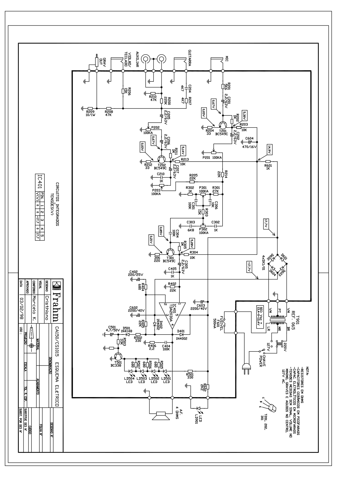 FRAHM CA150, CS1015 Schematic