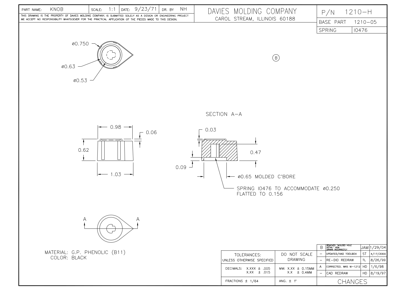 Davies Molding 1210-H Reference Drawing