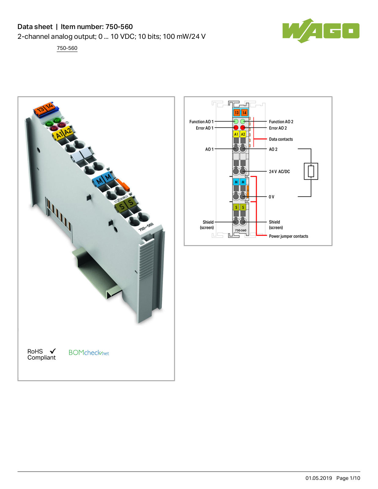 Wago 750-560 Data Sheet